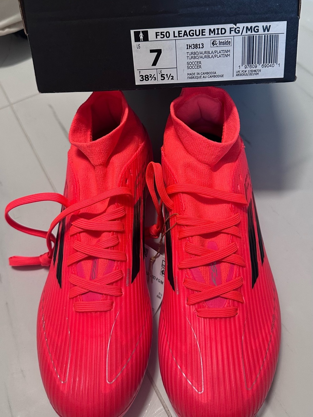 ⚽ Adidas F50 League Mid FG/MG Kids Soccer Cleats Pink Neon Size 7 NEW